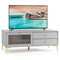 Grey MDF and Metal TV Stand with Tempered Glass, Storage Drawers and Modern Design